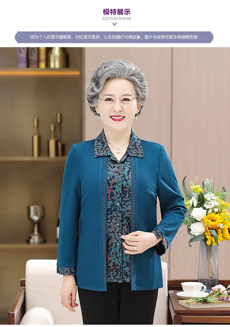 Áo Sơ Mi Trang Phục Mùa Thu Cho Mẹ Nữ Người Trung Niên Và Già Trang