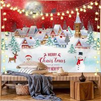 【CW】△♧✖  Tapestry Snowflakes Claus Night Hanging Fireplace Wall Decora Room