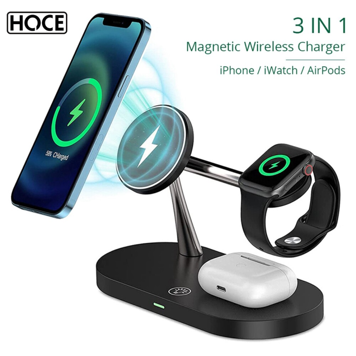 3 In 1 Wireless Chargers 15W Fast Charging Station สำหรับ