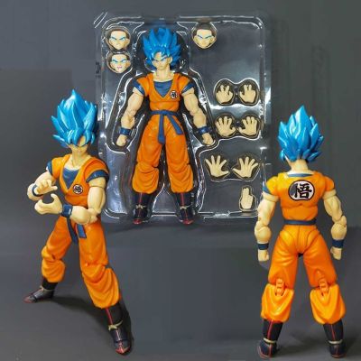 16ซม. อะนิเมะ SHF ดราก้อนบอล Z ลูกชาย Goku ผมสีฟ้า Ver. ข้อต่อตุ๊กตาขยับแขนขาได้พีวีซีแบบประกบเคลื่อนย้ายได้ของขวัญของเล่นเด็ก