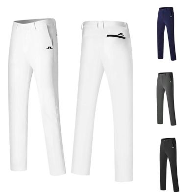 J.lindeberg กางเกงสำหรับผู้ชายกอล์ฟสไตล์ใหม่กางเกงกางเกงกอล์ฟขายาวขาตรงระบายอากาศได้ดีลำลองกีฬากลางแจ้งแห้งเร็ว