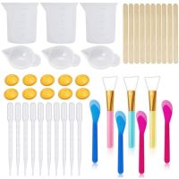 43PCS Resin Mixing Tool Kit - Silicone Measuring Cups for Epoxy Resin Silicone Mixing Cups,Silicone Brushes,Pipettes,