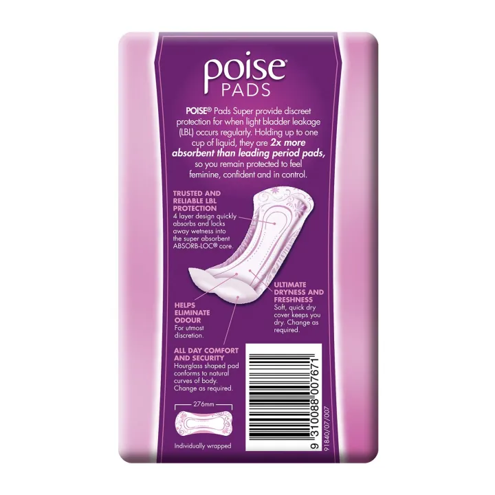 Poise Adult Care Super Pad 27.6CM - 14PCS