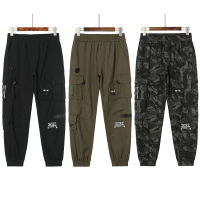 Aape Black Velcro Joggers Multi-Pocket Elastic Waist Cargo Long Pant 3XL สำหรับ100กก