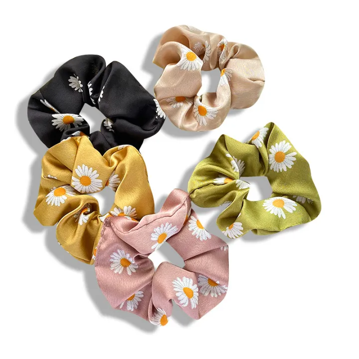 🔥🔥 Korean Satin Daisy Scrunchie Hair Tie Girls Ponytail Elastic Rubber  Band Flower Hair Band Scrunchies Free Shipping Buy ₱199 COD | Lazada PH