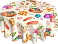 【cw】 Watercolor Easter Egg and Rabbit Tablecloth 60 Inch Round Table Cover Washable Table Cloth for Kitchen Party Picnic Dining Decor 【hot】 !