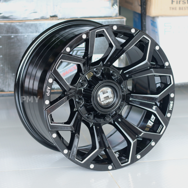 ล้อแม็กขอบ-16x8-5-6รูx139-7-et-0-cb-106-1-ยี่ห้อ-torq-รุ่น-hm6-bks-ล้อแม็กลายดอกไม้-ราคา2วง-ล้อแม็กขอบ-16-งานใหม่แท้100-torq-by-lenso-ราคาพิเศษสุดๆ-จำนวนจำกัด