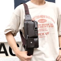 Mens Waist Bag Vintage PU Male Fanny Pack Male Shoulder Chest Bags for Phone Hip Sack Belt Pouch Bag Waterproof Messenger Bag Running Belt