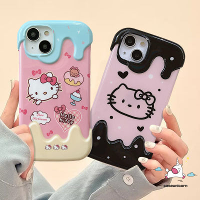 เคสโทรศัพท์ลายการ์ตูน Hello Kitty สี3D ใช้ได้กับ IPhone 11 13 XR 12 14 Pro Max 7Plus X 7 8 Plus XS Max SE 2020เคส TPU นิ่ม Kirby น่ารัก