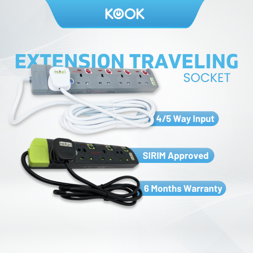 DESIGNER / DISS N DATT 4/5 Gang Extension Socket 3 Pin Surge Protection