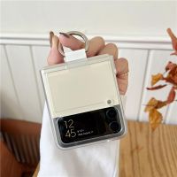 Luxury Korean Frosted Transparent with Ring Phone Case for Samsung Galaxy Z Flip 3 5G Z Flip5 Zflip4 Zflip3 Clear Back Cover