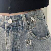 Waistband is big a closed at the waist artifact female south ins joker chain pins butterfly decoration simple brooch