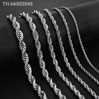 ▽◐ 925 Sterling Silver 2/3/4MM 16-24 Inches Rope Chain Necklace For Men Women Fashion Punk Wedding Party Gifts Jewelry