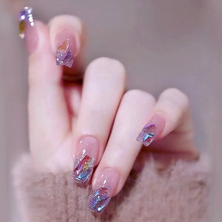 cod-xiaohongshu-douyin-explosive-wearing-nails-glitter-ballet-false-sticker-finished-product