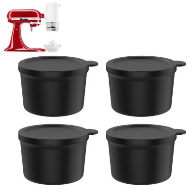 4Pcs Replacement Plastic Ice Mold and Lid for Kitchenaid Ice Shaver Attachment Ice Cream Storage