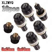 10pcs 5x20mm 6x30mm Glass Fuse Holders 5x20 6x30 Black Insurance Tube Socket Panel Mount Fuse Socket Copper 250V