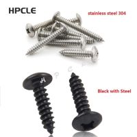 25/50pcs M3 M4 M5 304 stainless steel or black large flat head self tapping screw round head phillips truss mushroom screws Nails Screws  Fasteners