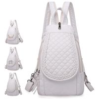 【CC】 Female Washed Soft Leather Backpacks Ladies Sac A Dos School for Back Pack Rucksacks