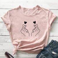 ราคาถูกขายปีใหม่Love Sign 100% Cotton T-shirt Aesthetic Women Hipster Graphic Top Tee Shirt Funny Valentines Day Gift Tshirt DS-5XL