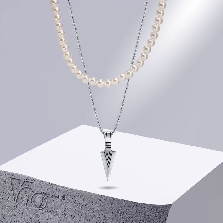 cw-vnox-stackable-men-necklaces-spear-pendant-with-chain-8mm-simulated-beads-collar