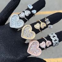 Us Size 6 7 8 9 Top Quality 5A CZ Heart Shaped Women Finger Ring Iced Out Bling Hip Hop Female Jewelry