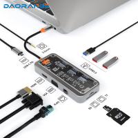 8/10 in 1 USB C 3.0 HUB Type C Laptop Adapter to 4K HDMI-Compatible VGA RJ45 Ethernet SD/TF Card 100W PD Dock Station Splitter USB Hubs