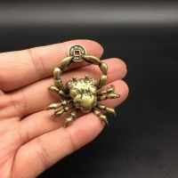 Collectable Chinese Brass Carved Lovely Animal Crab Woral Wealth Money Exquisite Small Statues