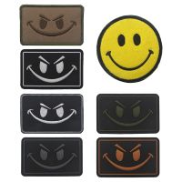 ↂ Smile Face Tactical Patch Reflective Infrared Military Badge Aplique Embroidered Hook Loop Emblem Patches Clothes Accessories