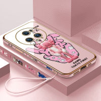 เคสสำหรับ Honor พร้อม Magic5เคส Pro (ฟรีสายคล้อง) แบรนด์แฟชั่นเคสลายขอบสี่เหลี่ยมเคสโทรศัพท์สำหรับเด็กผู้ชายเด็กผู้หญิงชุบแบบนิ่มเคสโทรศัพท์