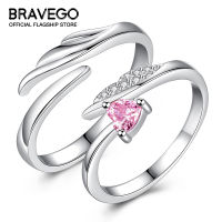 Bravego 1คู่แองเจิลปีกแหวนคู่เงินเปิดแหวนชุดของขวัญวันวาเลนไทน์เครื่องประดับ