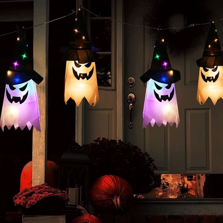 ฮาโลวีน-led-กระพริบแสงแขวนผีฮาโลวีนปาร์ตี้แต่งตัวเรืองแสงตัวช่วยสร้างหมวกโคมไฟสยองขวัญ-props-บ้านบาร์ตกแต่ง