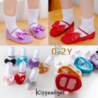 Kisseangel ถุงเท้า KAOS Kaki Anak Perempuan นุ่มสำหรับเด็กทารก,ถุงเท้าข้อต่ำติดโบว์เจ้าหญิงถุงเท้าหุ้มข้อถุงเท้าเด็กทารกน่ารัก