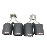 ↂ▦ 2PCS Dual Matt Carbon Fiber Stainless Steel Universal Car Exhaust Tip Double End Pipe For BM-W Volvo Honda Jaguar