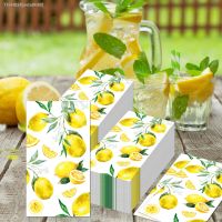 ✌ 20pcs/Set Fruits Lemon Long Napkins Hawaii Summer Baby Shower Birthday Party Disposable Tableware Tissue Paper For Home Supplies