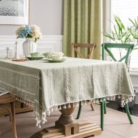 [COD] Yiman Qiyun tablecloth green hollow country fabric linen clear net red ins rectangular