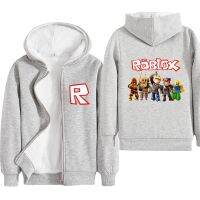 Robulesi roblox เสื้อคาร์ดิแกนมีฮู้ดเด็กผู้ชายลายการ์ตูนโลกเสมือนจริงเสื้อโค้ทให้ความอบอุ่นบุขนฤดูหนาวสำหรับเด็กเสื้อผ้าเด็ก HOT ●9/13™