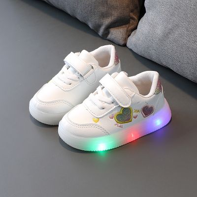 Kids Sneaker LED Light Soft Sole Sport Shoes for Baby Girl Korean Style Fashion Vintage Cute Shoes