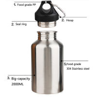 2000ML 2L Outdoor Stainless Steel Bottle BPA Free Outdoor Drink Water Bottle with Bag Leak-proof Sport Direct Drinking Bottle