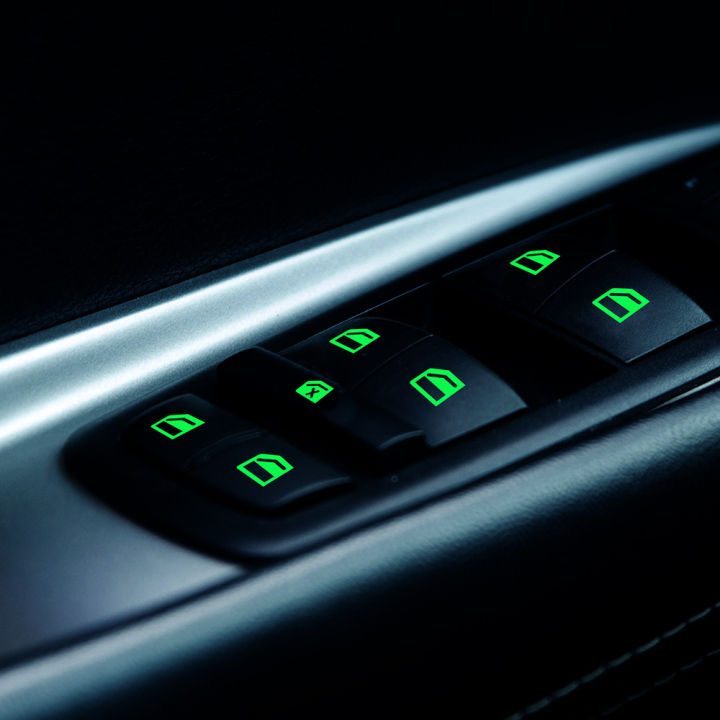 ชุดสติกเกอร์เรืองแสง-ติดปุ่มสวิตช์ประตู-หน้าต่างรถยนต์-สติกเกอร์ปุ่มเรืองแสงหน้าต่างรถ