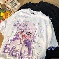 Street shirt ใหม่ญี่ปุ่น2มิติ Anime Girl พิมพ์สั้นเสื้อยืดฤดูร้อนบุคลิกภาพ Street Wind หลวมแนวโน้มแฟน Top