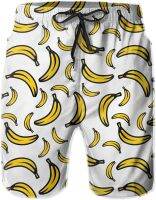 กางเกงว่ายน้ำชาย Bananas แห้งเร็ว Summer Beach Trunks ชุดว่ายน้ำฮาวายกับกระเป๋า