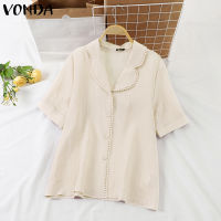 (จัดส่งฟรี)Fancystyle VONDA เสื้อเบลาส์ลำลองสำหรับผู้หญิง,เสื้อเบลาส์แขนพองสั้นเหมาะสำหรับการเดินทางเสื้อมีพื้นผิว #2