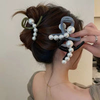 Chic Hair Ornament High-end Hair Clip Tempered Shark Clip Pearl Hair Clip Hair Accessories Simple Grab Clip