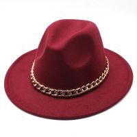 Golden Chain Band Fedora For Women Unisex Wide Brim Jazz Top Hat Fedora Jazz Hat Church Top Cap British Women Men Шляпа Женская