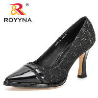 ROYYNA 2021 New Designers High Heels Stilleto Pumps Women Pointed Toe Slip On Office Lady Dress Party Shoes Comfy Large Size