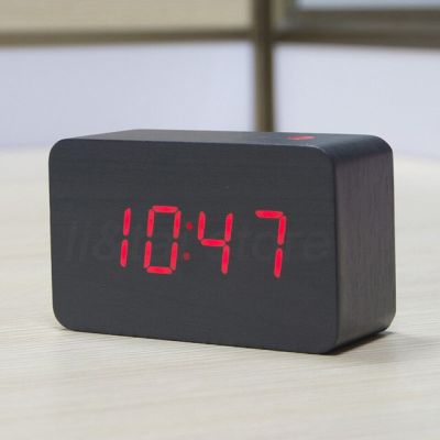 【Worth-Buy】 เตือนนาฬิกา Led ไม้ควบคุมเสียงปฏิทินจอแสดงผล Led นาฬิกาดิจิตอลตั้งโต๊ะตั้งโต๊ะ
