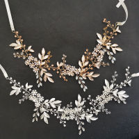 SLBRIDAL Alloy Flower Leaf Crystals Rhinestones Bridal Hairbands Wedding Headband Hair accessories Bridesmaids Hair Vine Jewelry