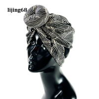 Lijing มุสลิม Hijab Headscarf Bonnet หมวกผู้หญิงดอกไม้ Knotted รอบ Hijab หมวกแอฟริกัน Beanie Bandanas ฝาครอบ Turban หมวก Chemo หมวก