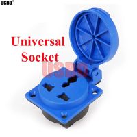 Blue IP54 round cover outdoor waterproof socket universal AC Power Socket Dustproof Waterproof Multifunction Industrial outlet Power Points  Switches