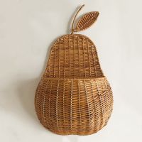 White/Beige Pear Storage Basket Wicker Woven Baskets Storage for Flower Rattan Wall-mounted Apple Storage Basket Free Shipment